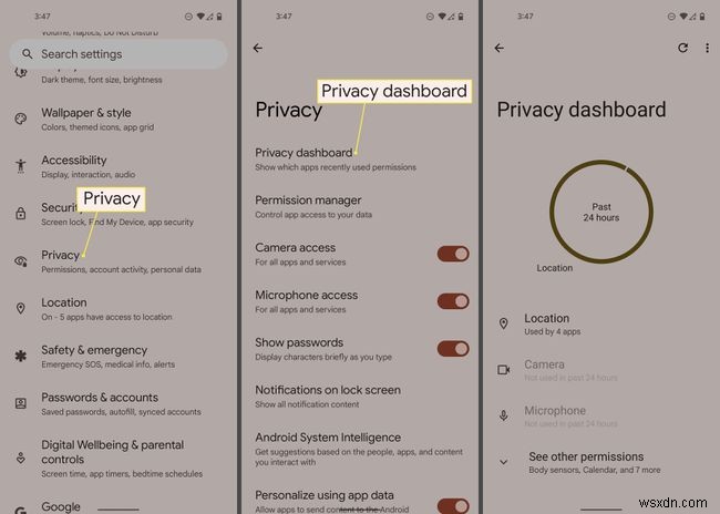 Android 12 개인정보 보호 대시보드에 액세스하는 방법