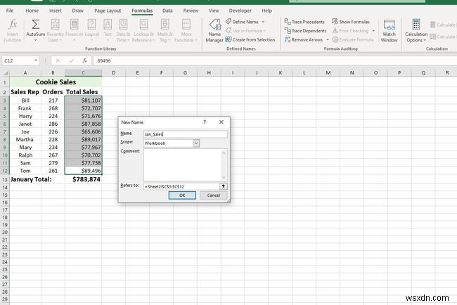 Excel에서 명명된 범위를 정의하고 편집하는 방법