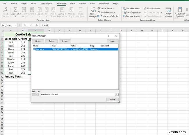 Excel에서 명명된 범위를 정의하고 편집하는 방법