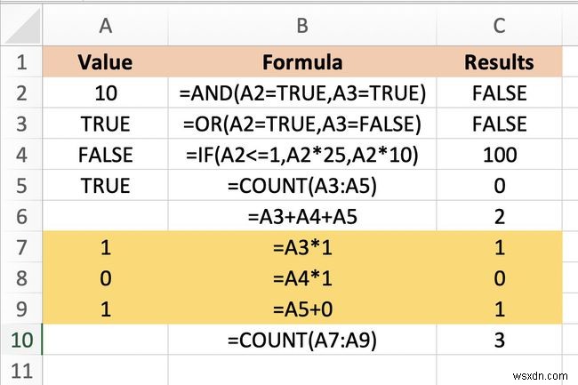 Excel에서 부울 값(논리 값)을 사용하는 방법