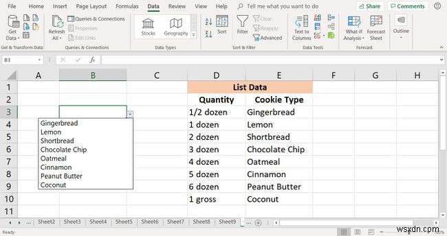 데이터를 제한하기 위해 Excel에서 드롭다운 목록을 만드는 방법