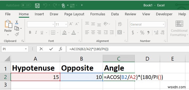 Excel TAN 함수:접선 각도를 찾는 방법