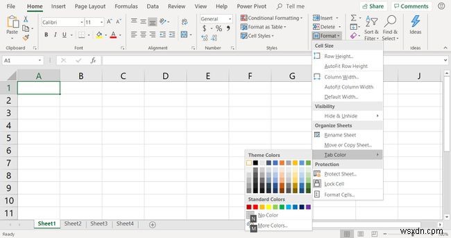 Excel에서 워크시트 탭 색상을 변경하는 방법