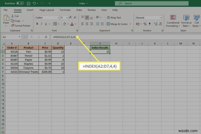 Excel INDEX 기능 사용 방법