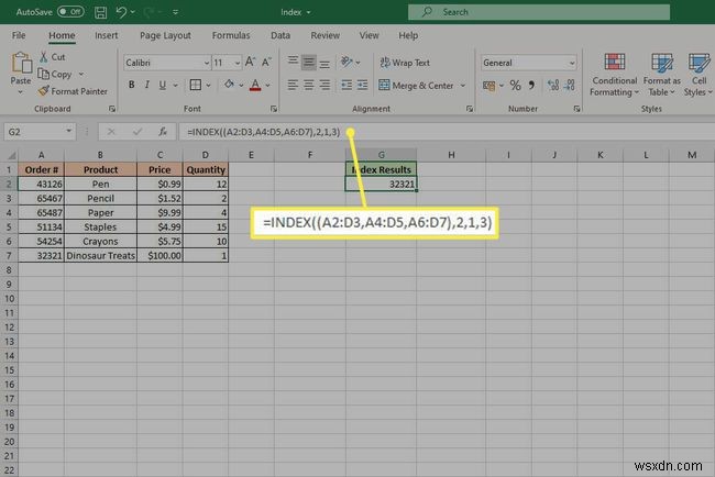 Excel INDEX 기능 사용 방법