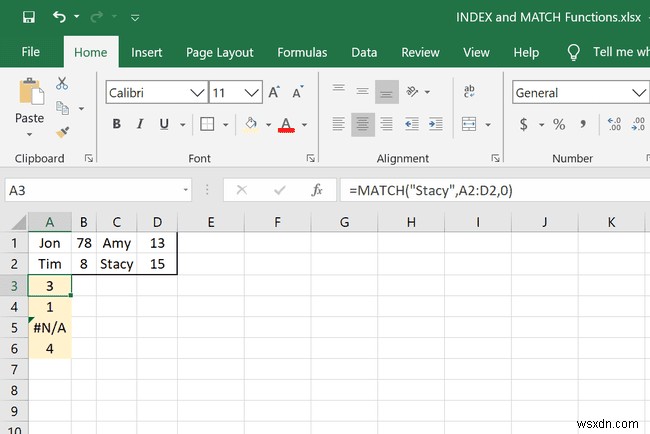 Excel에서 INDEX 및 MATCH 기능을 사용하는 방법