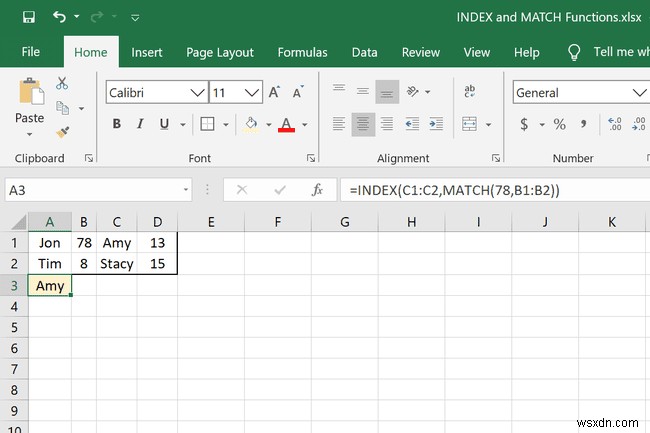 Excel에서 INDEX 및 MATCH 기능을 사용하는 방법