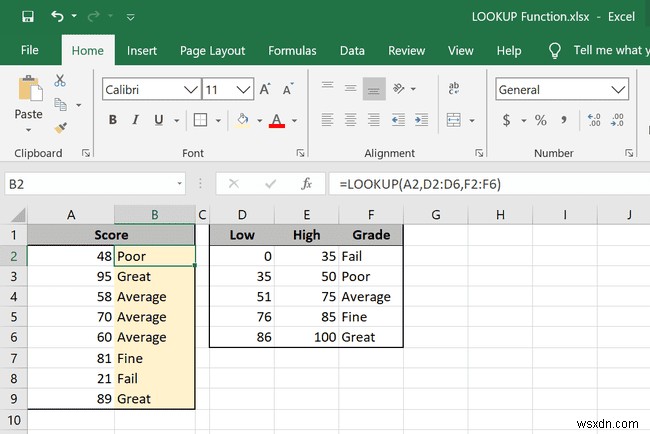 Excel에서 LOOKUP 기능을 사용하는 방법