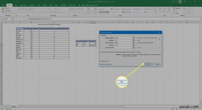 Excel에서 COUNTIFS 함수를 사용하는 방법