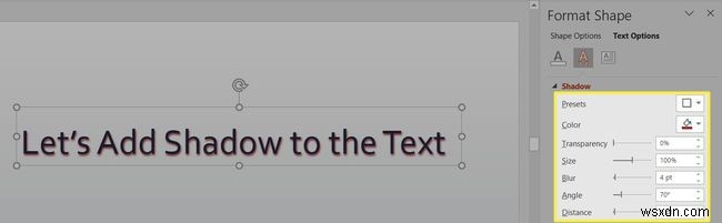 PowerPoint에서 텍스트 그림자를 적용하는 방법