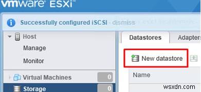 VMware ESXi에서 iSCSI 데이터 저장소(LUN) 구성 