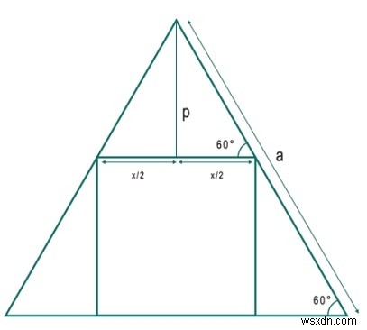정삼각형 안에 내접할 수 있는 가장 큰 정사각형은? 