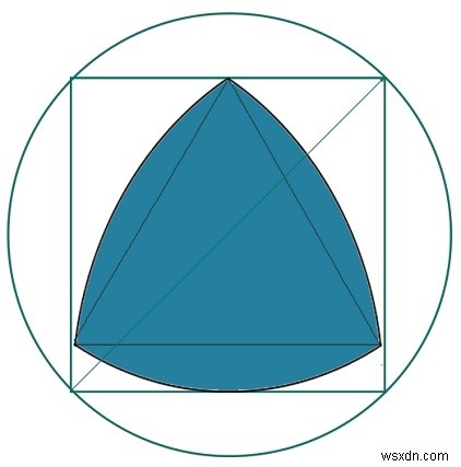 원 안에 새겨져 있는 정사각형 안에서 가장 큰 를로 삼각형은? 