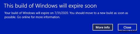 Windows 10에서 이 Windows 빌드가 곧 만료됨 오류를 수정하는 방법 
