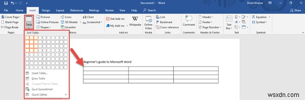 Microsoft Word에서 표에 수식을 추가하는 방법 