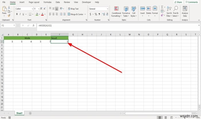 Microsoft Excel에서 모드 기능을 사용하는 방법 