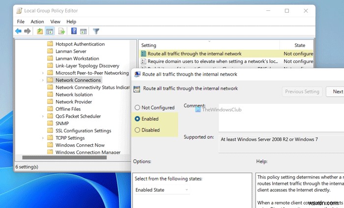 Windows 11/10에서 내부 네트워크를 통해 모든 트래픽을 라우팅하는 방법 