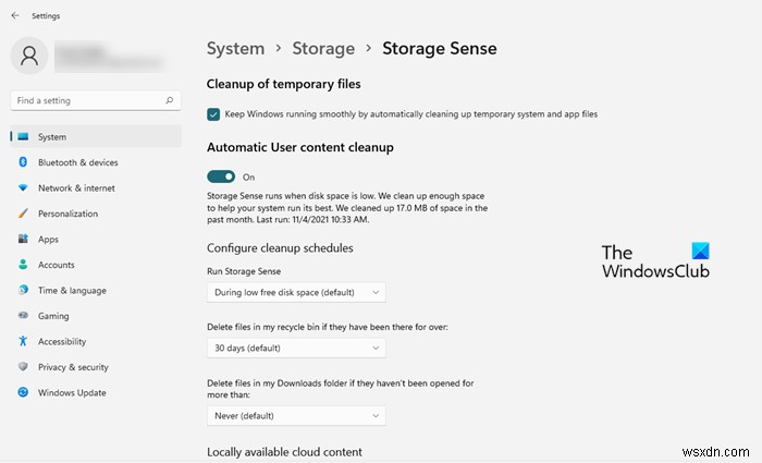 Windows 11에서 Storage Sense를 사용하여 디스크 공간을 확보하는 방법 