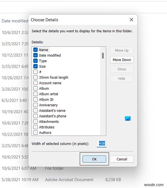 Windows 11/10에서 파일 탐색기의 열 너비 크기를 변경하는 방법 