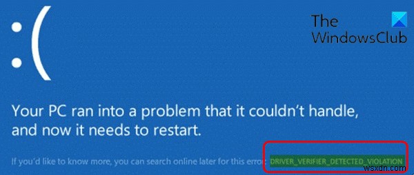 Windows 10에서 DRIVER VERIFIER DETECTED VIOLATION 블루 스크린 오류 수정 