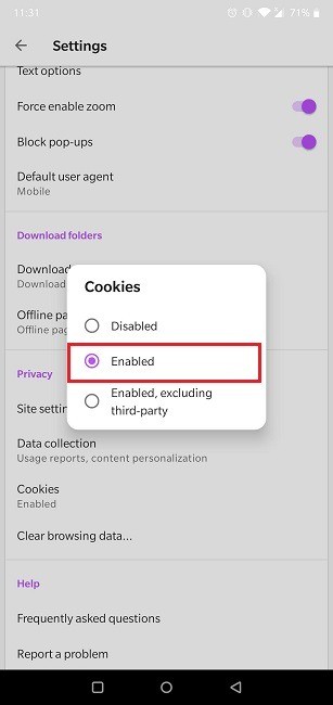 Android 브라우저에서 쿠키를 활성화하는 방법 