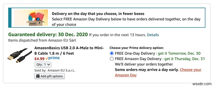 Amazon Day:당일 배송 