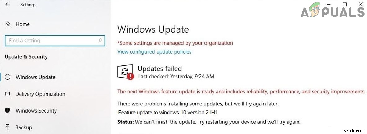  Windows 10 기능 업데이트, 버전 21H1 설치 실패 를 수정하는 방법은 무엇입니까? 