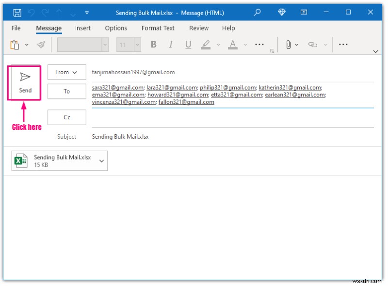 Excel을 사용하여 Outlook에서 대량 이메일을 보내는 방법(3가지 방법)
