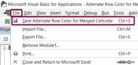 Excel에서 병합된 셀의 대체 행에 색상을 지정하는 방법