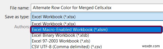 Excel에서 병합된 셀의 대체 행에 색상을 지정하는 방법