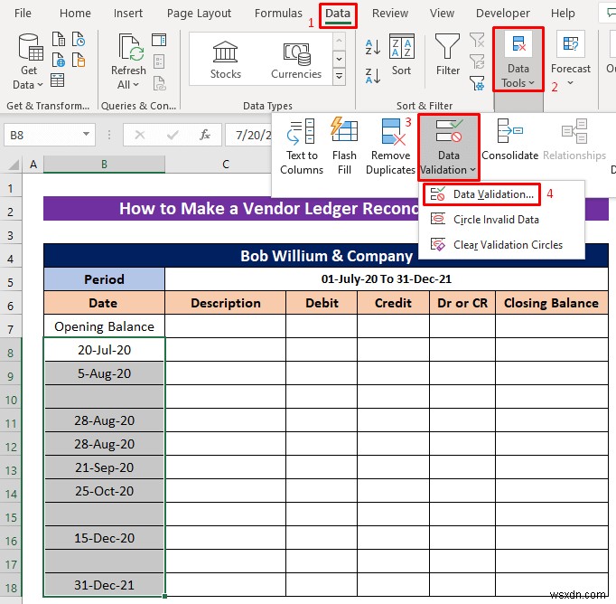 Excel에서 공급업체 원장 조정 형식을 만드는 방법