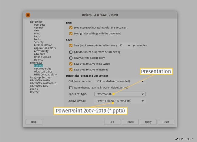 LibreOffice 문서를 Microsoft Office 형식으로 자동 저장하는 방법