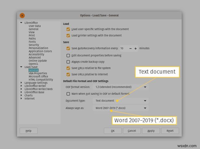 LibreOffice 문서를 Microsoft Office 형식으로 자동 저장하는 방법