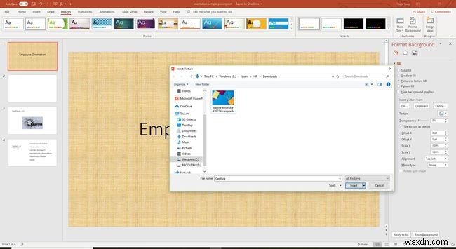 파워포인트(PowerPoint) 슬라이드에 배경 이미지 추가하는 방법