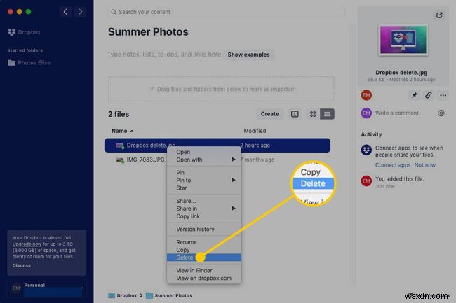 드롭박스(Dropbox)에서 파일을 삭제하는 방법
