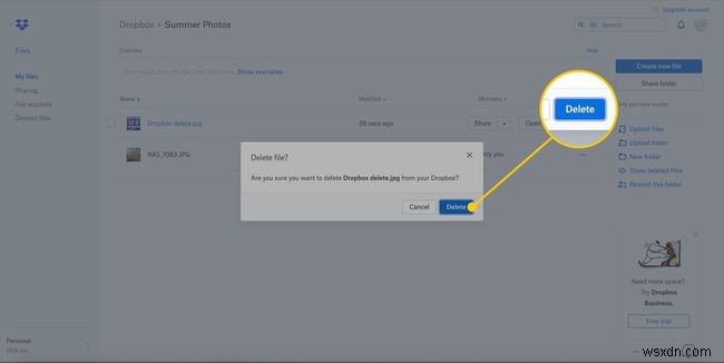 드롭박스(Dropbox)에서 파일을 삭제하는 방법