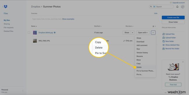 드롭박스(Dropbox)에서 파일을 삭제하는 방법