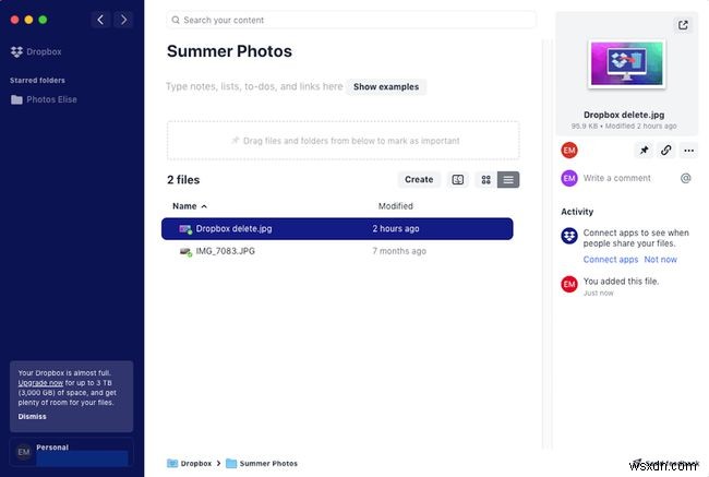 드롭박스(Dropbox)에서 파일을 삭제하는 방법