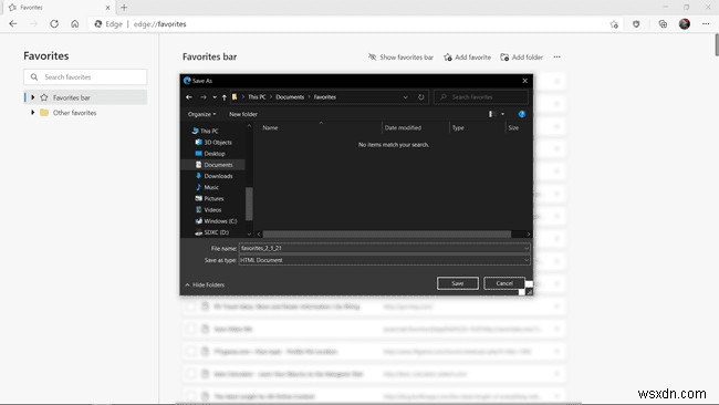 Microsoft Edge 즐겨찾기 백업 및 복원 방법