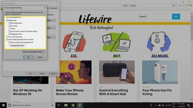 Internet Explorer 11 자동 완성 기능 관리 및 비활성화 방법