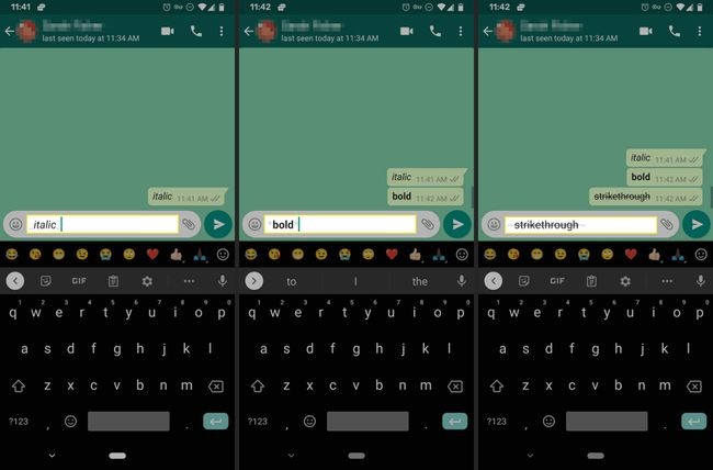WhatsApp 메시지에 굵게, 기울임꼴, 취소선 서식 적용하는 방법