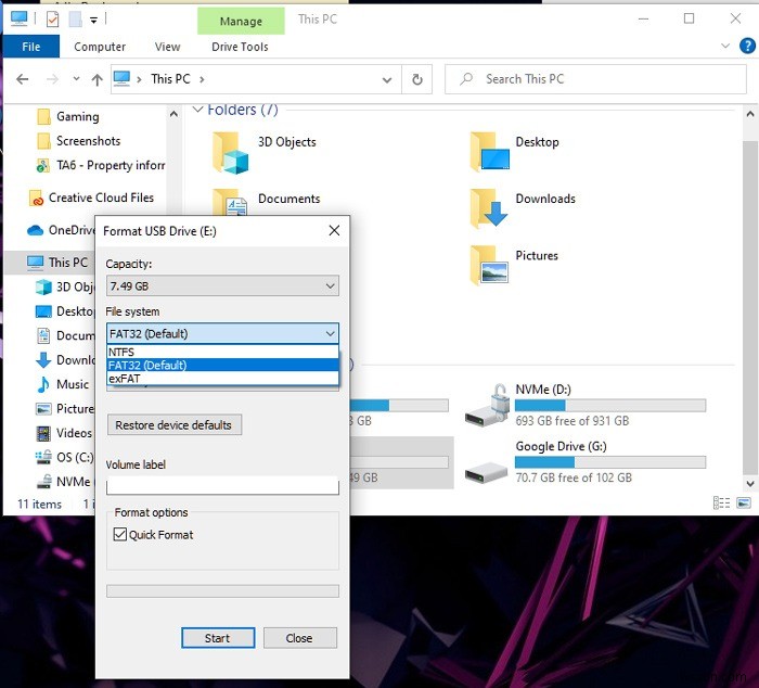 Windows 10/11에서 드라이브를 FAT32로 포맷하는 방법 총정리