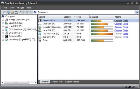 Extensoft Free Disk Analyzer – 강력한 기능과 뛰어난 UI를 갖춘 무료 디스크 사용량 분석기