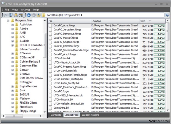 Extensoft Free Disk Analyzer – 강력한 기능과 뛰어난 UI를 갖춘 무료 디스크 사용량 분석기