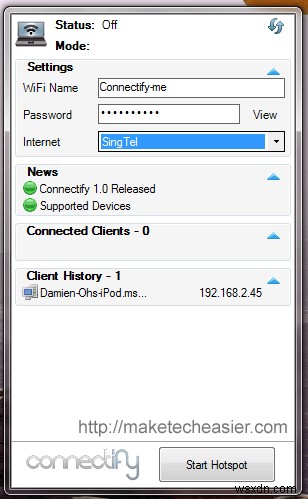 Windows 7에서 3G 무선 인터넷 연결을 Wi-Fi 핫스팟으로 공유하는 방법