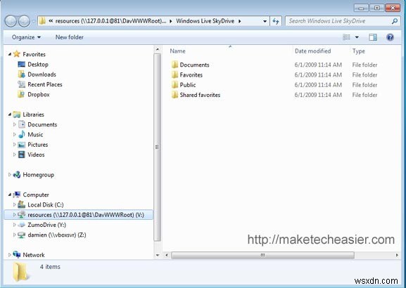 Gladinet으로 데스크톱에서 Windows Live SkyDrive 25GB 저장소에 접속하는 방법