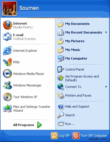 Windows XP 시작 메뉴에서 사용자 이름 숨기는 레지스트리 꿀팁