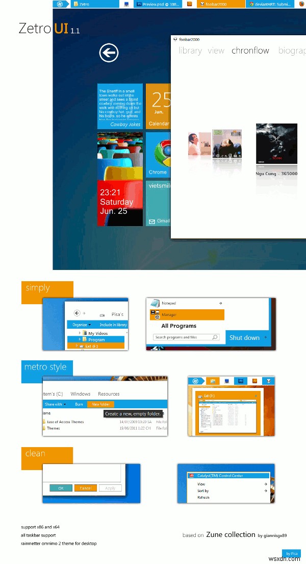 Windows 7을 Windows 8처럼 꾸미는 방법 – 메트로 UI 테마와 앱 총정리