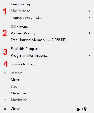 Windows Menu Plus – 앱 창 제목 표시줄에 강력한 메뉴 기능 추가하기