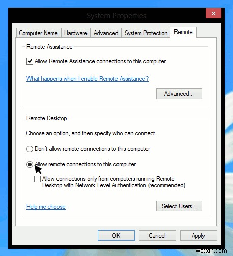 Windows 8에서 원격 데스크톱 연결 설정하는 방법